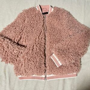 Zara Pink Faux Shearling Jacket size XS